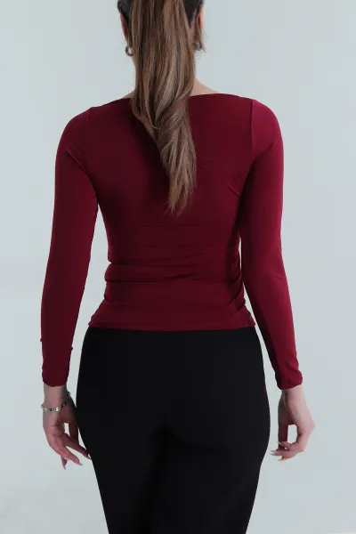 Bordo Tokalı Sandy Kadın Bluz 488845