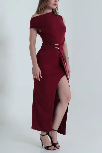Bordo Tokalı Sandy Kadın Elbise 477680