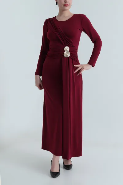 Bordo Tokalı Sandy Kadın Elbise 495049