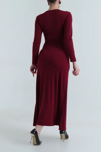 Bordo Tokalı Sandy Kadın Elbise 495049
