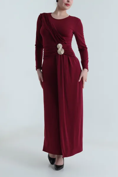 Bordo Tokalı Sandy Kadın Elbise 495049
