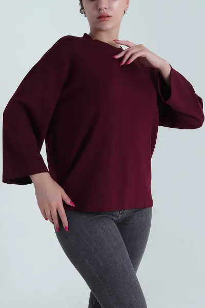 Bordo Truvakar Kol Modal Kadın Tişört 474705