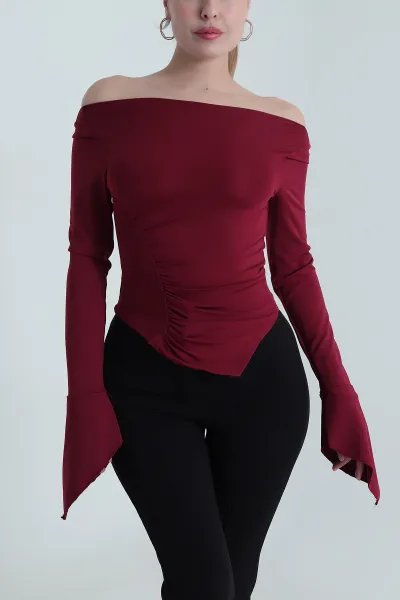 Bordo Uzun Kollu Dalgıç Kadın Bluz 484342