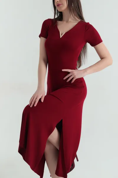 bordo-v-yaka-detay-likrali-ribana-kadin-elbise-359539