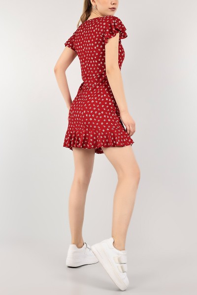 Bordo V Yaka Elbise 102722