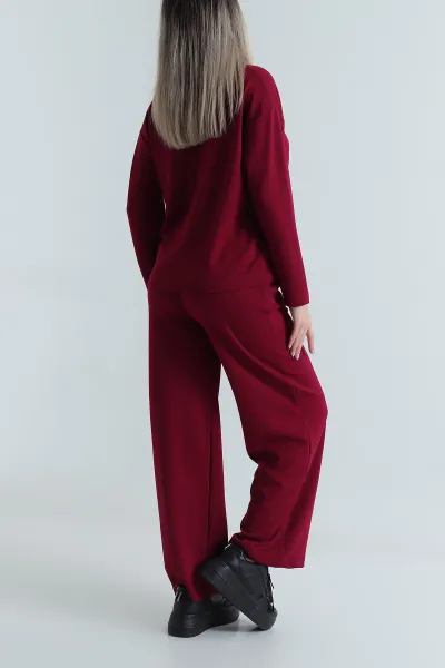 Bordo V Yaka Modal Kadın İkili Takım 488395