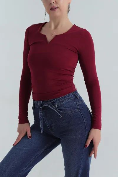 bordo-v-yaka-sandy-kadin-bluz-404888
