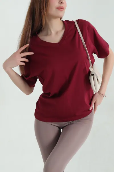 bordo-v-yaka-suprem-kadin-tisort-360789