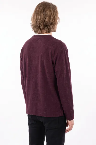 Bordo V Yaka Triko Erkek Sweatshirt 492020