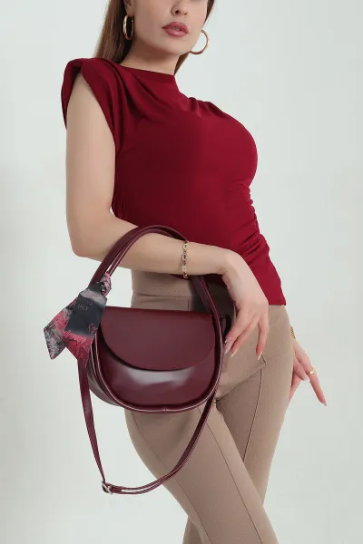 Bordo Vatkalı Büzgülü Sandy Kadın Bluz 357253