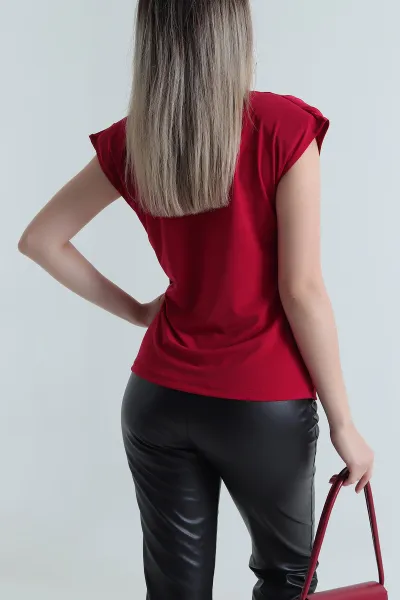 Bordo Vatkalı Buzzy Kadın Bluz 491006