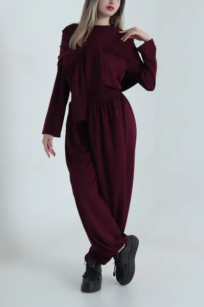 Bordo Vatkalı Oysho Kadın İkili Takım 488009