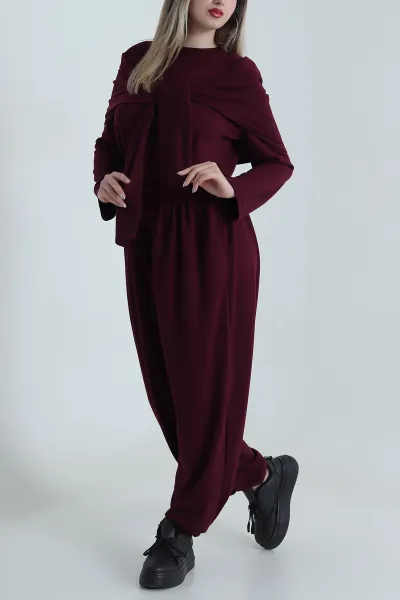 Bordo Vatkalı Oysho Kadın İkili Takım 488009