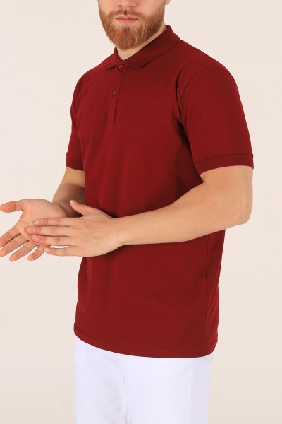 Bordo Yakalı Lakost Kumaş Erkek Tişört 174325