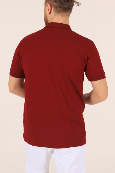 Bordo Yakalı Lakost Kumaş Erkek Tişört 174325