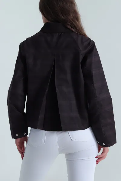 Bordo Yakası Kadife Kadın Mevsimlik Mont 493909