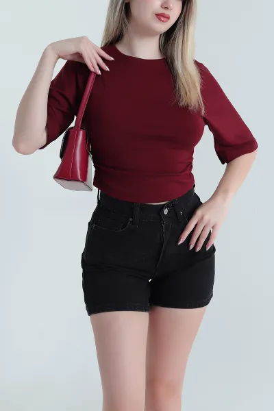 bordo-yani-buzgulu-oysho-kadin-tisort-469630