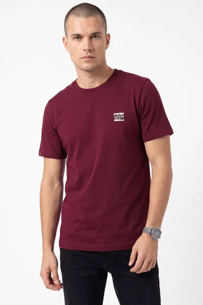 Bordo Yeni Sezon  Bisiklet Yaka  Erkek Tişört 471743