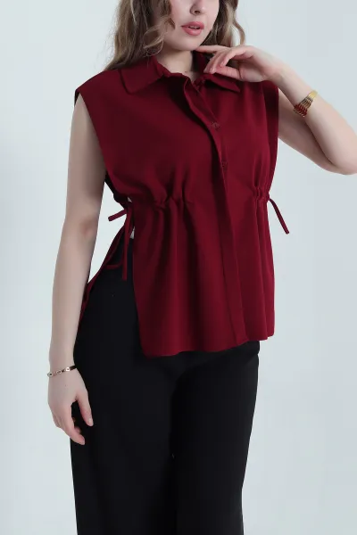 Bordo Yeni Sezon Crep Kadın Üst 441225