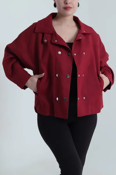 Bordo Yeni Sezon Kadın Gabardin Ceket 492976