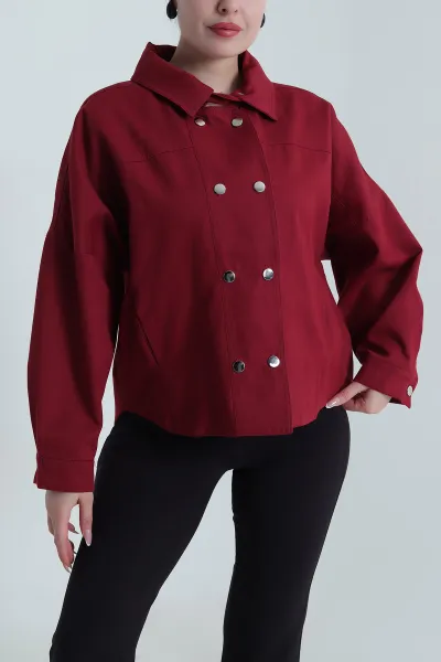 Bordo Yeni Sezon Kadın Gabardin Ceket 492976