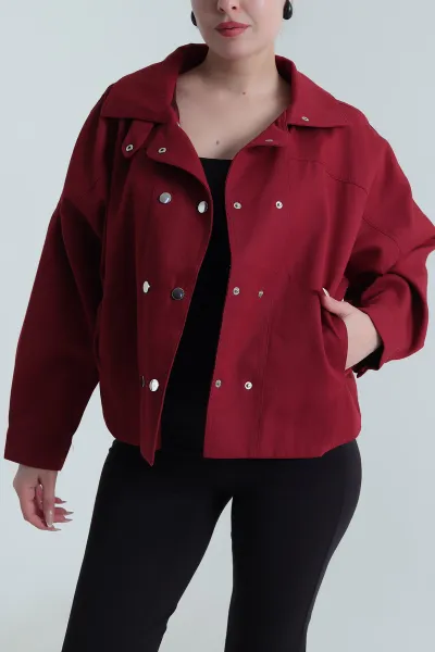 Bordo Yeni Sezon Kadın Gabardin Ceket 492976