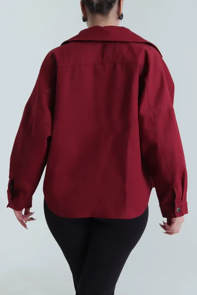 Bordo Yeni Sezon Kadın Gabardin Ceket 492976