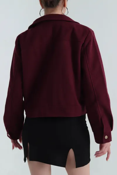 Bordo Yeni Sezon Kadın Kaşe Mont 390689