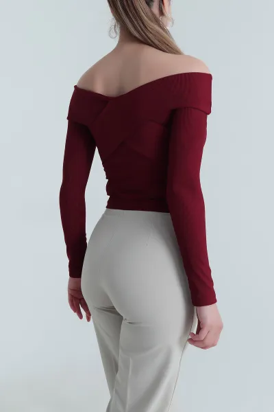 Bordo Yeni Sezon Ottoman Kadın Bluz 484632