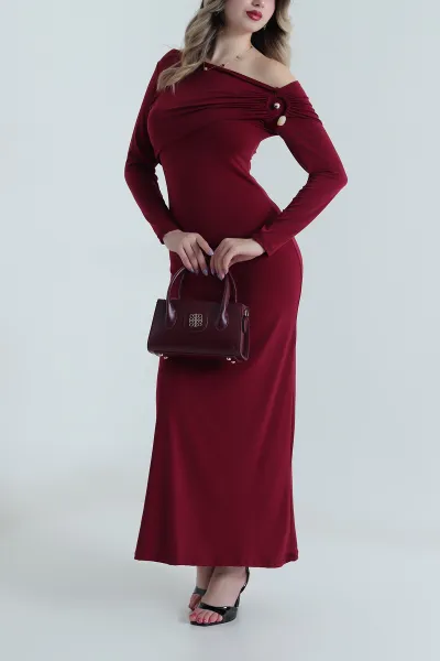 Bordo Yeni Sezon Sandy Kadın Elbise 494993