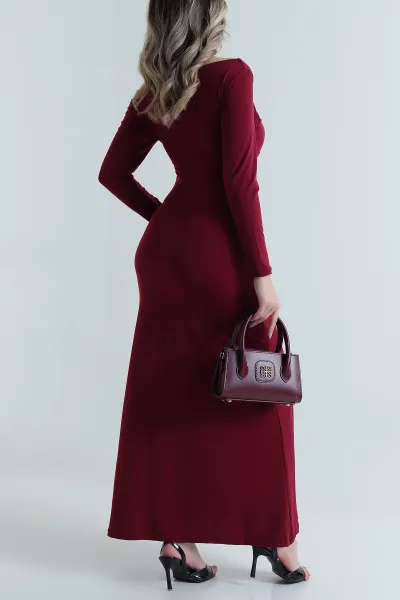 Bordo Yeni Sezon Sandy Kadın Elbise 494993