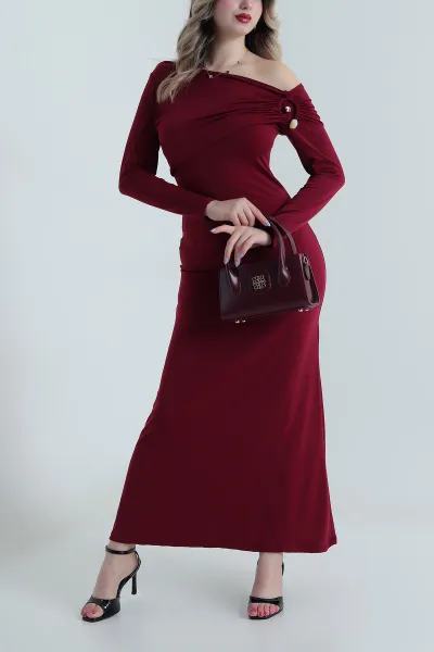 Bordo Yeni Sezon Sandy Kadın Elbise 494993