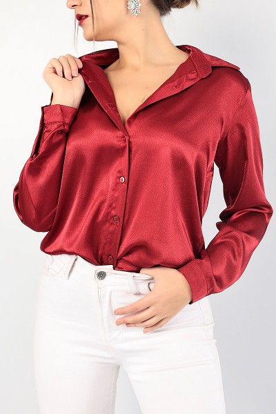 Bordo Yeni Sezon Saten Gömlek 86423