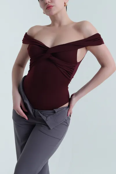 Bordo Yeni Sezon Scuba Kadın Zıbın BLuz 437926