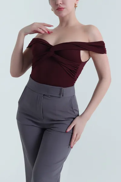 Bordo Yeni Sezon Scuba Kadın Zıbın BLuz 437926
