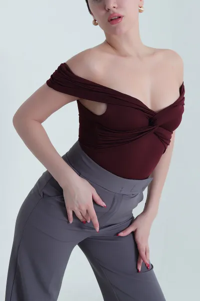 Bordo Yeni Sezon Scuba Kadın Zıbın BLuz 437926