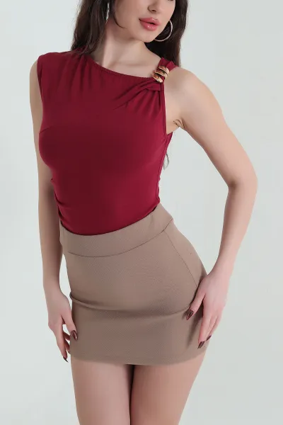 Bordo Yeni Sezon Süprem Kadın Bluz 434141
