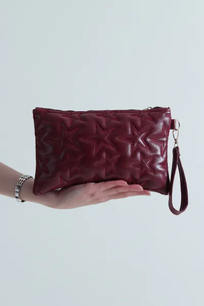 Bordo Yıldız Tasarımlı Kadın El Çantası 457936