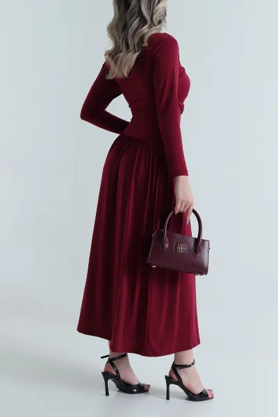 Bordo Yıldız Tokalı Sandy Kadın Elbise 494981