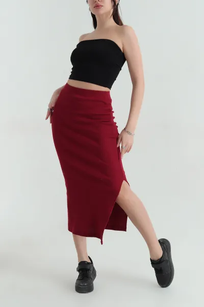 bordo-yirtmacli-likrali-bel-lastikli-kadin-etek-346267