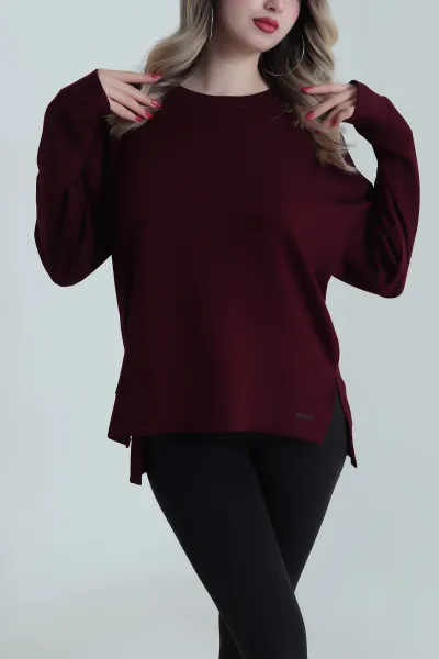 Bordo Yırtmaçlı Oysho Kadın Sweat 486331