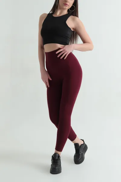 Bordo Yüksek Bel Modal Oysho Belize Tayt 360566