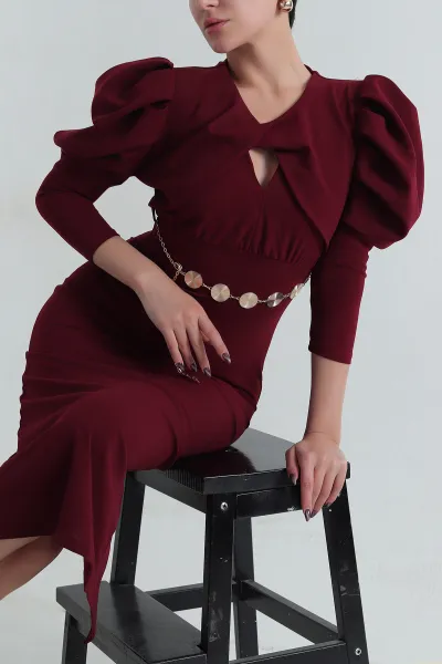 bordo-zincir-kemerli-ithal-crep-kadin-elbise-411345