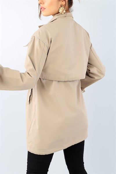 Boydan Fermuarlı Bayan Gabardin Ceket 38547