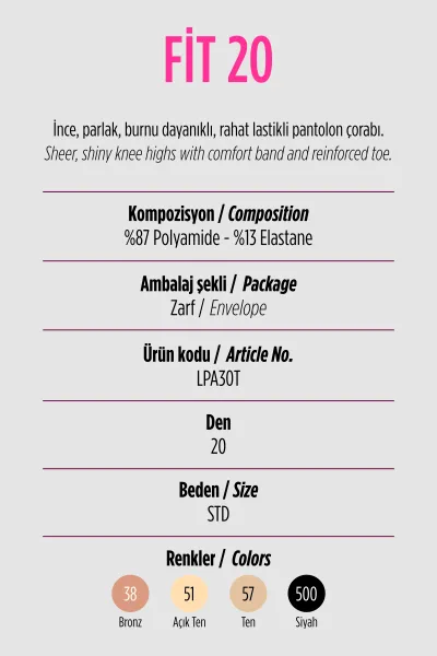 Bronz 38  Penti Fit 20 Den Pantolon Çorabı 421193