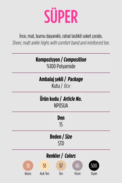Bronz  38 Penti Süper 15 Den Soket Çorap 421256