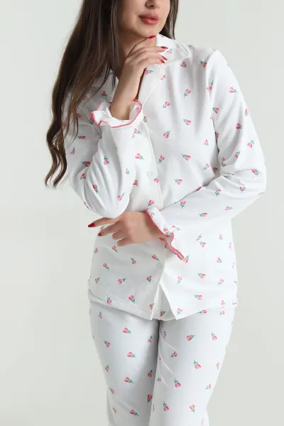 Bürümcük Düğmeli Kadın Pijama Takımı 493650