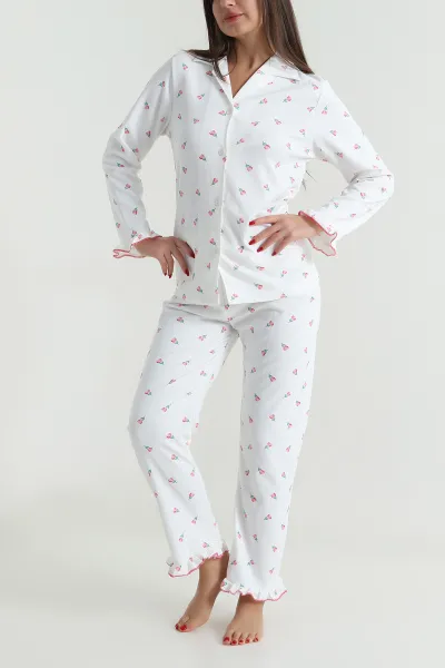 Bürümcük Düğmeli Kadın Pijama Takımı 493650