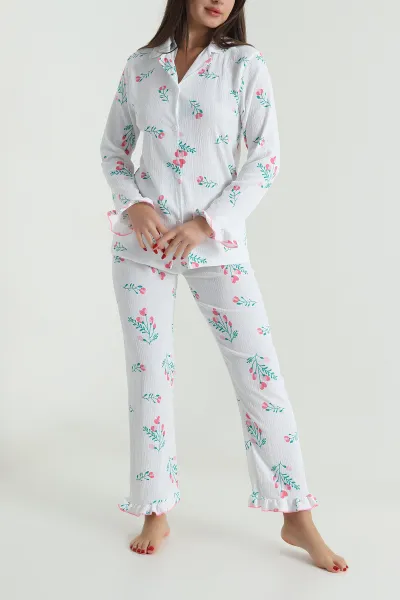 Bürümcük Düğmeli Kadın Pijama Takımı 493651