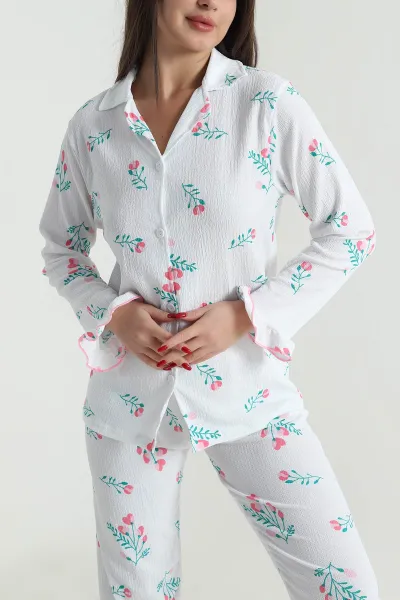 Bürümcük Düğmeli Kadın Pijama Takımı 493651